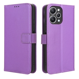 เคสหนัง PU ฝาพับ พร้อมช่องใส่บัตร และขาตั้ง สําหรับ Redmi 12 Redmi 12