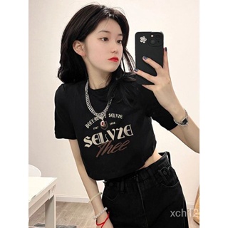 [พร้อมส่ง] เสื้อยืดแขนสั้น เปิดไหล่ เอวสูง สไตล์อเมริกัน แฟชั่นฤดูร้อน สําหรับผู้หญิง G9UI 2023