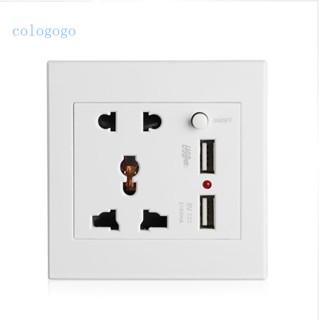 ซ็อกเก็ต COLO + 2 USB + Switch Wall Socket Charger AC สําหรับ DC Power Adapter Plug Outlet Pane