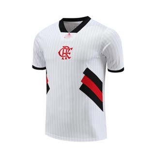 เสื้อกีฬาแขนสั้น ลายทีมชาติฟุตบอล Flamengo 24 Flamengo พลัสไซซ์ สีขาว สําหรับผู้ชาย ไซซ์ S-XXL