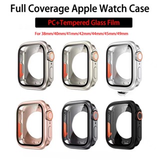 เคสกระจกนิรภัย PC กันกระแทก สําหรับ Apple Watch Ultra 49 มม. S8 7 SE 6 5 4 (40 มม. 41 มม. 44 มม. 45 มม.)