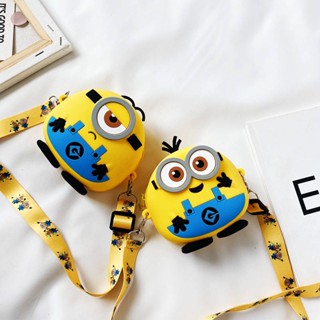 Childrens Bag Minions Cartoon Silicone Bag Coin Purse Messenger Bag Shoulder Bag for Little Girls Mini Storage Bag OVim