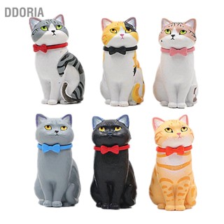  DDORIA 6PCS ของเล่นแมวรุ่นท่าทางที่น่าสนใจรูปร่างน่ารักแฮนด์เมดสูงจำลองเครื่องประดับสัตว์สำหรับเด็กวัยรุ่น