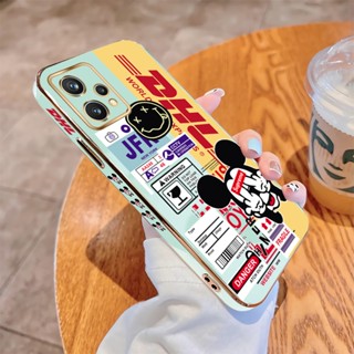 เคสโทรศัพท์มือถือนิ่ม ขอบสี่เหลี่ยม พิมพ์ลายมิกกี้เมาส์ หรูหรา สําหรับ Realme 8 Pro 9i 9 Pro+ Plus 5G 4G