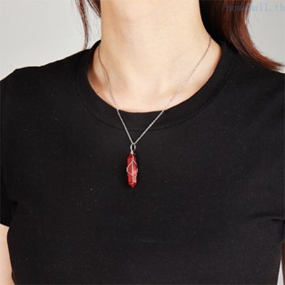 Ho Carnelian สร้อยคอ จี้คริสตัลอาเกต สีแดง เครื่องประดับตกแต่ง อัญมณี จี้เกลียวลวดห่อ สําหรับเด็กผู้หญิง ผู้ชาย