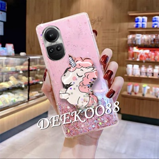 ใหม่ เคสโทรศัพท์มือถือ TPU ลายการ์ตูนยูนิคอร์นน่ารัก วิบวับ พร้อมขาตั้ง สําหรับ OPPO Reno10 Pro Plus Pro+ 5G 2023 Reno 10 10Pro Reno10Pro+