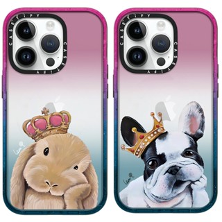 Casetify เคสโทรศัพท์อะคริลิคแข็ง กันกระแทก ลายมงกุฎ สุนัข กระต่าย สีแคนดี้ สําหรับ IPhone 12 13 14 Pro Max