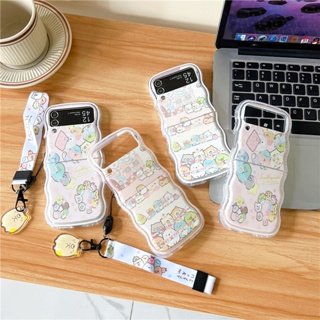 เคสป้องกันโทรศัพท์มือถือ แบบหน้าจอพับได้ กันกระแทก พร้อมสายคล้อง สําหรับ Samsung Z Flip4 5G Z Flip 3