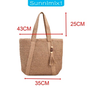 [Sunnimix1] กระเป๋าสะพายไหล่ กระเป๋าถือ ทรงโท้ท สไตล์โบโฮ สําหรับสตรี เหมาะกับการพกพาเดินทาง