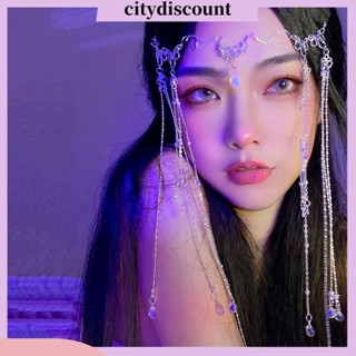 &lt;citydiscount&gt;  เครื่องประดับผม สายโซ่ยาว ประดับพู่ ลายดอกไม้ สไตล์เจ้าหญิง สําหรับผู้หญิง