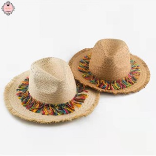 Women Summer Holiday Beach Straw Hat Sunshade Bohemian Style Tassel Hat