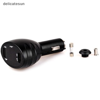 Delicatesun พอร์ตคู่ USB เครื่องวัดอุณหภูมิรถยนต์ เครื่องวัดอุณหภูมิดิจิตอล LED โวลต์มิเตอร์ 12V / 24V Nice