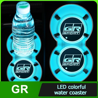 แผ่นรองแก้วน้ํา มีไฟ Led สีสันสดใส สําหรับรถยนต์ Toyota GR