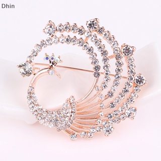 [Dhin] Crystal Peacock Animal Corsage Banquet Decoration Women Scarf Brooch Pin Jewelry COD