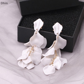 [Dhin] 1Pair Fashion Acrylic Flower Petals Korean Style Long Dangle Earrings Trendy Light  Ear Stud For Women Sweet Pendant Jewelry COD