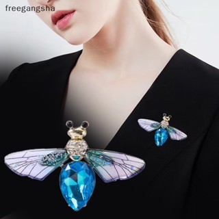 [FREG] Fashion Crystal Bee Brooch Pin Colorful Wings Rhinestone Insect Brooch Pin for Women Coat Banquet Corsage Sweater Accessories FDH