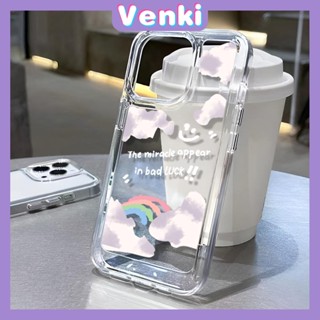 Venki - เข้ากันได้สำหรับ เคส iphone 11 เคสไอโฟน เคสไอโฟน11 Clear Space เคสอะคริลิกแข็งกันกระแทกป้องกันกล้องโรแมนติกสายรุ้งเมฆเข้ากันได้กับ iPhone 14 13 Pro Max iPhone 12 Pro Max XR 7Plus 8Plus