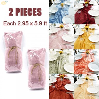 【VARSTR】Table Runner 35x70.8 Inches Candy Buffets Cheesecloth Gauze Receptions