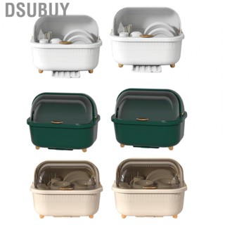 Dsubuy Dish Drying Box  Drainer Dustproof Bottom Drain Hole with Lid Cover for Kitchen