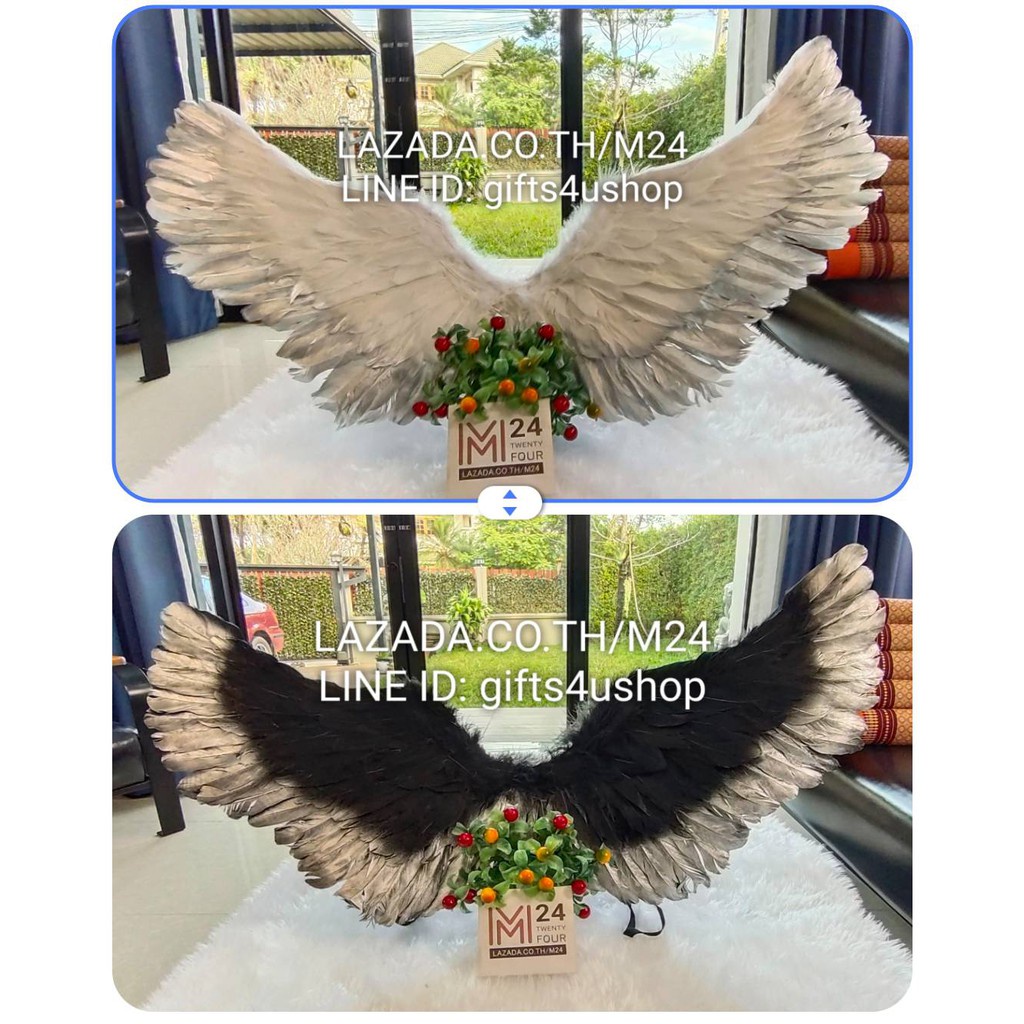 (1 อัน) ขอบเงิน 35x80 c.m ปีกขนนก ปีกแองเจิล ปีกนางฟ้า ปีกนก ปีกเทวดา ปีกขนนก ปีกนางฟ้าขนนก ปีกแฟนซี