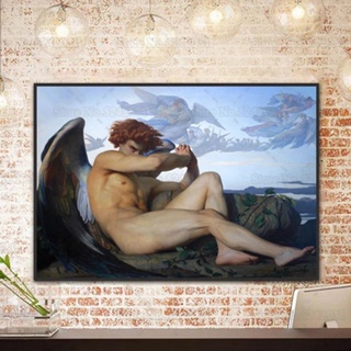 โปสเตอร์ภาพวาดสีน้ํามันบนผ้าใบ The Fallen Angel By Alexandre Cabanel สําหรับตกแต่งบ้าน 0711