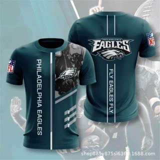 Nfl Jersey Philadelphia Eagle เสื้อยืดคอกลม แขนสั้น ผ้าฝ้าย พิมพ์ลายดิจิทัล 3D สไตล์วินเทจ สําหรับผู้ชาย