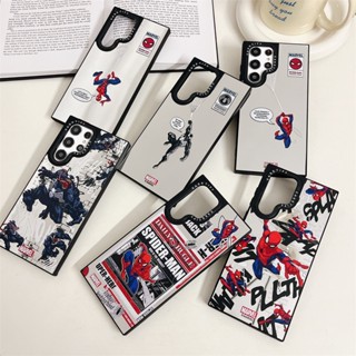 เคสโทรศัพท์มือถือ ซิลิโคนแข็ง กันกระแทก ลาย Marvel Spider Man Venom พร้อมกระจก สําหรับ Samsung Galaxy S22 S23 Ultra S23 Plus