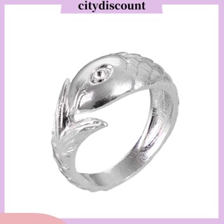 &lt;citydiscount&gt; แหวนแกะสลักกว้าง สีเงิน ปรับได้ เครื่องประดับ สําหรับผู้หญิง