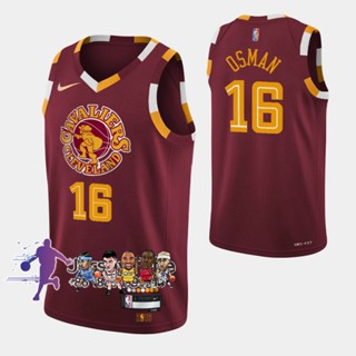 เสื้อกีฬาบาสเก็ตบอล แขนสั้น ลายทีม NBA Cleveland Cavaliers # 16 Osman Cedi Jerseys 75th สีเงิน สีแดง สําหรับผู้ชาย 2021-22 804970