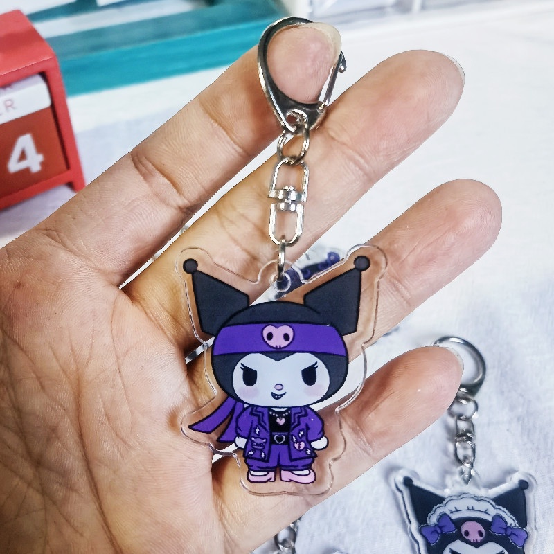 พวงกุญแจอะคริลิค จี้การ์ตูน Sanrio Kuromi น่ารัก สองด้าน สําหรับกระเป๋านักเรียน กระเป๋าเป้สะพายหลัง ของขวัญ