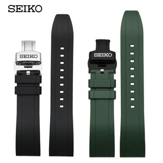 Seiko สายนาฬิกาข้อมือซิลิโคน สีเขียว สําหรับผู้ชาย 20 มม. 22 มม.