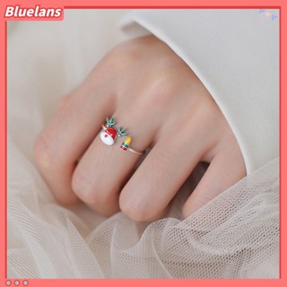 Bluelans แหวนสวมนิ้วมือ รูปกวางเรนเดียร์ สีทอง สีขาว สวยงาม ของขวัญ สําหรับผู้หญิง