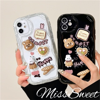 เคสโทรศัพท์มือถือแบบนิ่ม ลายการ์ตูนกระต่าย ขนมปัง 3D พร้อมสายโซ่คล้อง สําหรับ iPhone 14 13 12 11 Pro Max X XR Xs Max 8 7 6 6s Plus SE 2020