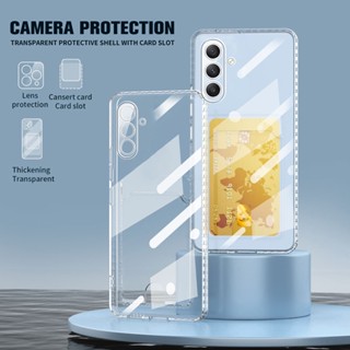 For Samsung S23 FE S23+ ultra Credit Card Slot Holder Transparent Shockproof Case TPU Cover