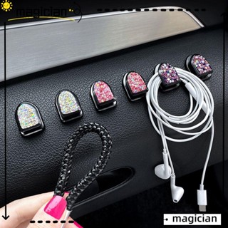 MAGIC 1Pc Multipurpose Mini Car Hooks Bling Wall Decorations Car Mounted Clip Self-adhesive Home-use Rhinestone Crystal Door Hanging/Multicolor