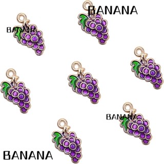 Banana1 จี้พวงกุญแจ รูปผลไม้ องุ่น สีม่วง กว้าง 10 มม. ยาว 17 มม. หนา 3 มม. พกพาง่าย 100 ชิ้น