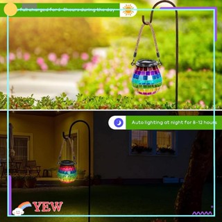Yew โคมไฟโมเสค พลังงานแสงอาทิตย์ ทรงวงรี กันน้ํา สําหรับแขวนขวดโหลแก้ว