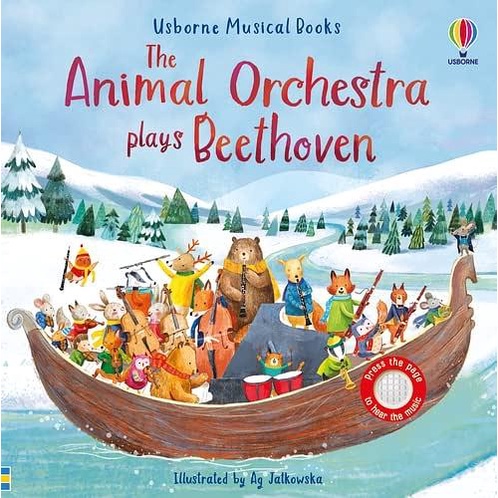 หนังสือดนตรี Usborne The Animal Orchestra Plays Beethoven Jatkowska ของเล่นสําหรับเด็ก