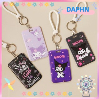 Daphs กระเป๋าใส่บัตร ลายการ์ตูนรถบัสคุโรมิน่ารัก แบบพกพา พร้อมสายคล้อง พวงกุญแจ ที่เก็บบัตร