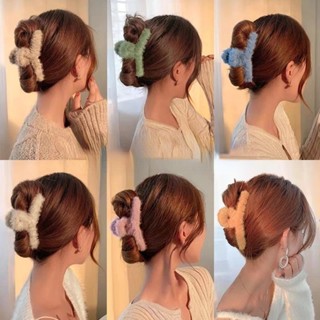 กิ๊บติดผม ผ้ากํามะหยี่ขนนิ่ม ขนเฟอร์เทียม สไตล์เกาหลี