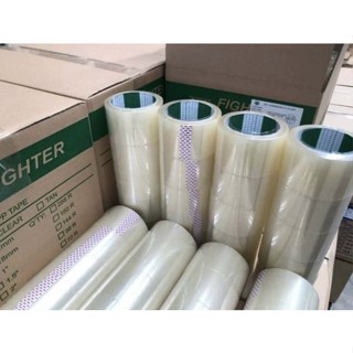 ส่งด่วน 1 วัน เทปกาว OPP ตรา Fighter tape สีใส / น้ำตาล [ 72 ม้วน | 1 ลัง ] ฟรีค่าขนส่ง