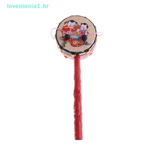 Loveoionia1 เครื่องดนตรีกลองจีน แบบเขย่าแล้วมีเสียง แบบดั้งเดิม ของเล่นสําหรับเด็ก