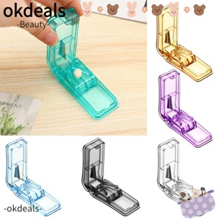 OKDEALS Portable Multiple Pill Cutter with Blade Guard for Small or Large Mini Pill Splitter Medicine Slicer Travel Vitamin Drug Pill Case Storage Safety Shield Tablet Divider/Multicolor