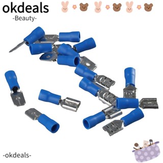 OKDEALS หางปลากึ่งฉนวนกันความร้อน 6.3 มม. 16-14 AWG ตัวผู้ และตัวเมีย สําหรับรถยนต์ 100 ชิ้น