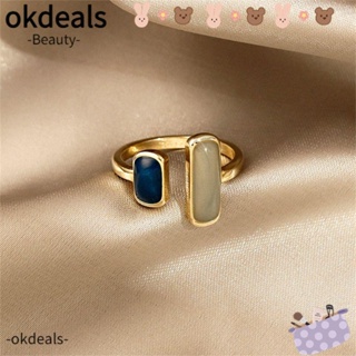 OKDEALS แหวนเปิด เครื่องประดับแฟชั่น สไตล์วินเทจ ปรับได้