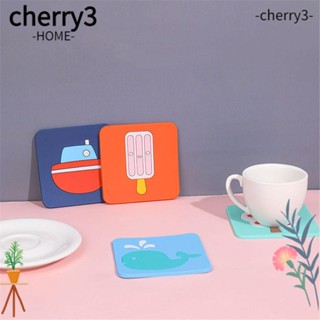 Cherry3 แผ่นรองแก้วซิลิโคน น่ารัก อุปกรณ์ครัว บนโต๊ะอาหาร