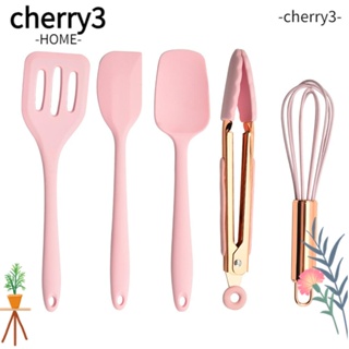 Cherry3 ชุดเครื่องครัว ซิลิโคน ทนความร้อน สีโรสโกลด์ ขนาดเล็ก ไม่เหนียวติด ทนความร้อน สําหรับทําอาหาร 5 ชิ้น