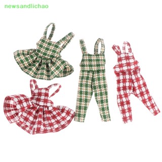 Newsandlichao ชุดเอลฟ์กระโปรง ลายสก๊อต สําหรับตุ๊กตาเอลฟ์