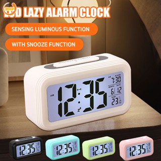 [COD] LCD lazy Alarm Clock หน้าจอแสดงผล Digital Snooze Alarm Clock Temperature Meter [MOP]