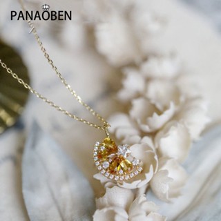 Panaoben⭐ สร้อยคอโซ่ จี้รูปดาว มะนาว คริสตัล สีเหลือง เครื่องประดับ ของขวัญ สําหรับผู้หญิง